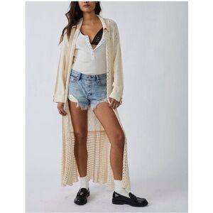 Free People Sunlight sandcastle ivory long duster sweater Cardigan